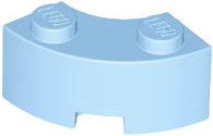 Brick Round Corner 2 x 2 Macaroni with Stud Notch and Reinforced Underside [New Style] in Bright Light Blue