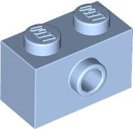 Brick Special 1 x 2 with 1 Center Stud on 1 Side, Bottom Stud Holder in Bright Light Blue