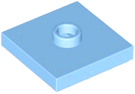 Plate Special 2 x 2 with Groove and Center Stud (Jumper) in Bright Light Blue