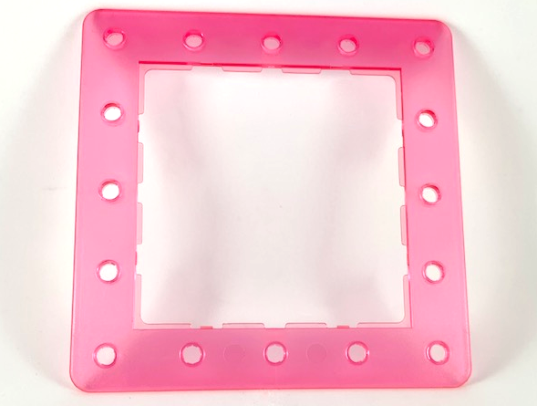 Clikits Frame, Square with 5 x 5 Holes Arrangement in Trans-Pink