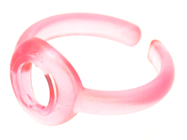 Clikits Ring, Narrow Band with Hole in Top in Trans-Pink
