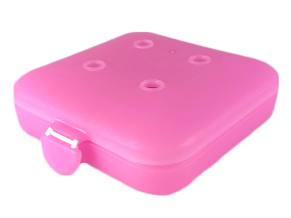 Clikits Container Box, Square with 2 x 2 Holes Arrangement - Hinged in Trans-Pink