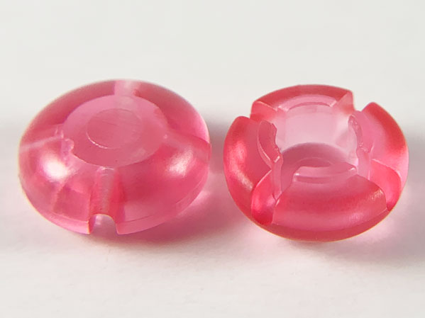 Clikits Icon, Round 2 x 2 Small with Hole [Frosted] in Trans-Pink