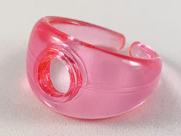 Clikits Ring, Wide Band with Hole in Top in Trans-Pink