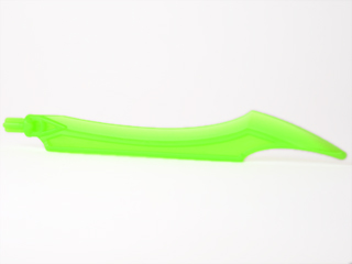 Large Figure Weapon Blade, Curved Tip with Axle in Trans-Bright Green