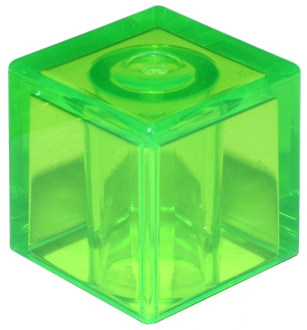 Minifig Head Special, Cube [Plain] in Trans-Bright Green