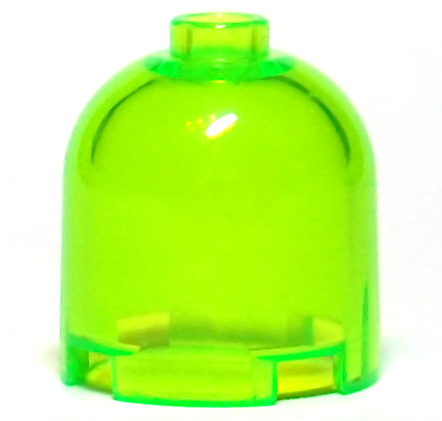 Brick Round 2 x 2 x 1 2/3 Dome Top, Hollow Stud in Trans-Bright Green