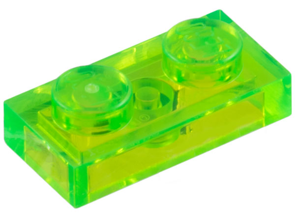 Plate 1 x 2 in Trans-Bright Green