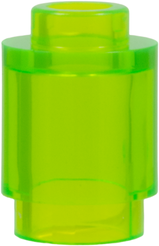 Brick Round 1 x 1 Open Stud in Trans-Bright Green
