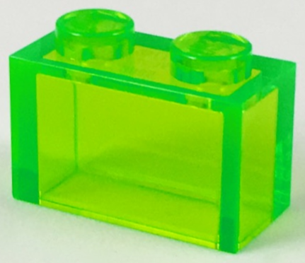 Brick 1 x 2 without Bottom Tube in Trans-Bright Green