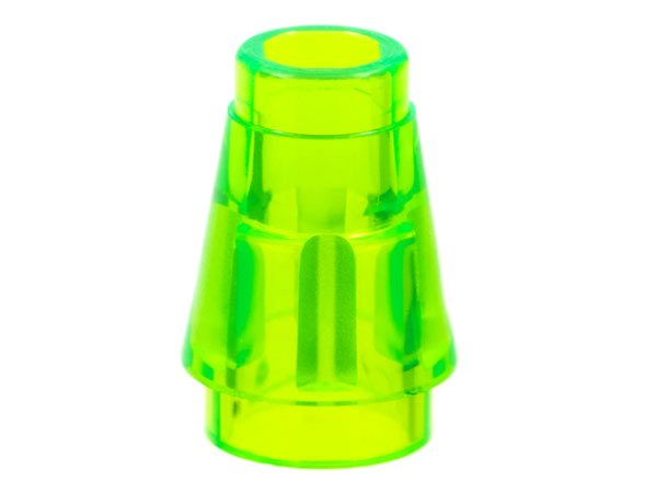 Cone 1 x 1 [Top Groove] in Trans-Bright Green