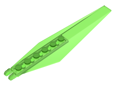 Hinge Plate 1 x 12 Locking with Angled Side Extensions and Tapered Ends, 7 Teeth in Trans-Bright Green