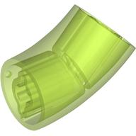 Brick Round 2 x 2 D. Tube with 45° Elbow and Axle Holes (Crossholes) at Each End [SHORT] in Trans-Bright Green