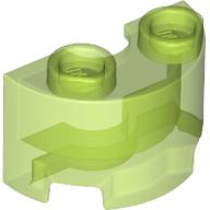 Brick Round, Half 1 x 2 in Trans-Bright Green
