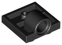 Plate Special 2 x 2 with 1 Pin Hole [Complete Underside Rib] in Black