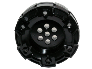 Wheel Hard Plastic, Treaded with 7 Pin Holes and 6 Small Holes in Black