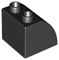 Duplo Brick 2 x 2 x 1 1/2 with Curved Top in Black
