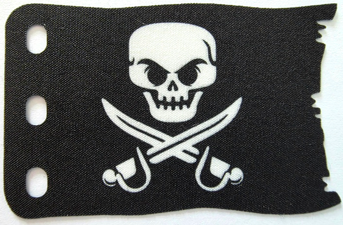 Sail 7 x 5, Jolly Roger with Skull, Swords print in Black