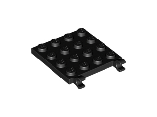 Plate Special 4 x 4 with Clips Horizontal (thick open O clips) in Black