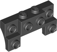 Brick Special 2 x 4 - 1 x 4 with 2 Recessed Studs and Thin Side Arches in Black