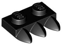Plate Special 1 x 2 with Three Teeth [Tri-Tooth] in Black