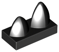 Tile Special 1 x 2 with Two Vertical Teeth / Tooth in Black