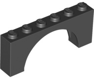 Brick Arch 1 x 6 x 2 - Thin Top without Reinforced Underside [New Version] in Black