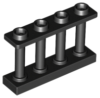 Fence Spindled 1 x 4 x 2 [4 Top Studs] in Black