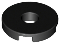 Tile Special Round 2 x 2 with Hole in Black