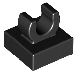 Tile Special 1 x 1 with Clip with Rounded Edges in Black