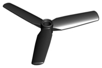 Propeller 3 Blade 9 Diameter with Pin Hole, Recessed Center in Black