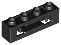 Launcher, Brick Special 1 x 4 with Inside Clips (Disk Shooter) with Recessed Center 2 Studs in Black
