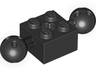Technic Brick Special 2 x 2 with 10.2mm Balls with Holes and Axle Hole in Black
