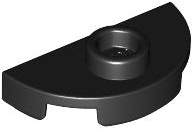 Plate Special Round 1 x 2 Half Circle with Stud (Jumper) in Black
