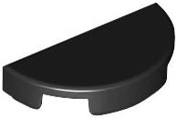 Tile Round 1 x 2 Half Circle in Black