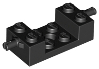 Brick Special 2 x 4 with Wheels Holder, Single Slit with 2 x 2 Recessed and Hole in Black