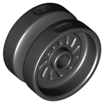 Wheel 18 x 12 with Axle Hole and Stud in Black