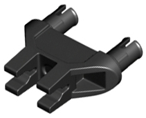 Technic Pin Double Triangle 1 x 3 with 2 Clips Squared Pin Holes in Black