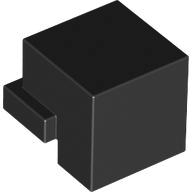 Minifig Head Special, Cube with Rear Ledge [Plain] in Black