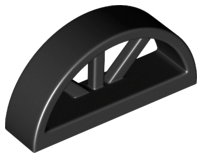 Window 1 x 4 x 1 2/3 with Spoked Rounded Top in Black