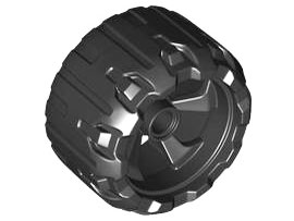 Wheel 37mm D. x 22mm, Pin Hole in Black