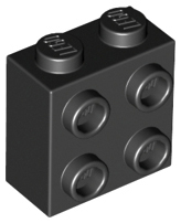 Brick Special 1 x 2 x 1 2/3 with 4 Studs on 1 Side in Black