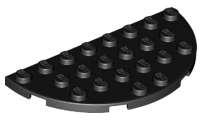Plate Round Half 4 x 8 in Black