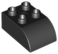 Duplo Brick 2 x 3 with Curved Top in Black