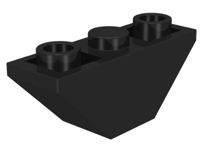 Brick Sloped Inverted 45° 3 x 1 Double with 2 Completely Open Studs in Black
