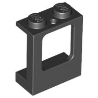 Window 1 x 2 x 2 Plane, Solid Studs in Black