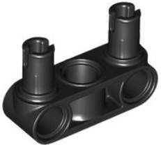 Technic Pin Connector Hub Perpendicular 3L with 2 Pins in Black