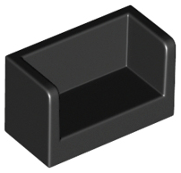 Panel 1 x 2 x 1 with Rounded Corners and 2 Sides in Black
