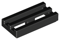 Tile Special 1 x 2 Grille with Bottom Groove in Black