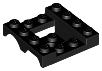 Vehicle Base 4 x 4 x 1 1/3 with Wheel Arches, 2 x 2 Recessed Center and Hole in Black